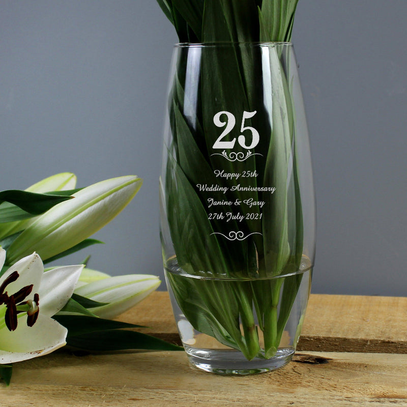 Engraved 25th Anniversary Bullet Vase