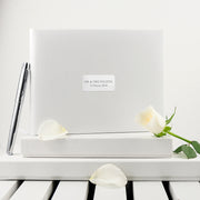 Personalised White Leather Wedding Guest Book