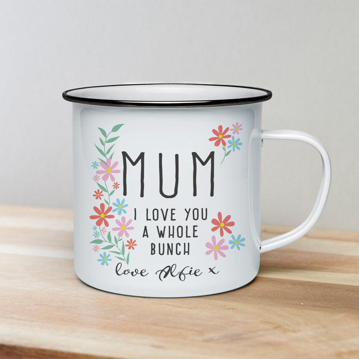 Personalised I Love You A Whole Bunch Enamel Mug - Myhappymoments.co.uk