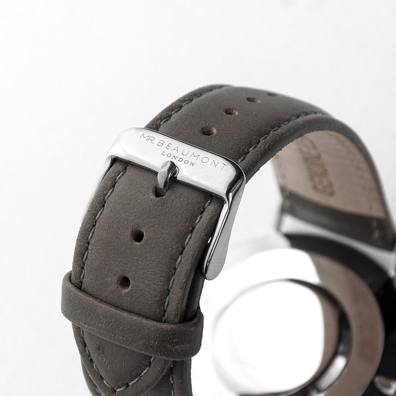 Mr Beaumont Men's Personalised Leather Watch In Ash