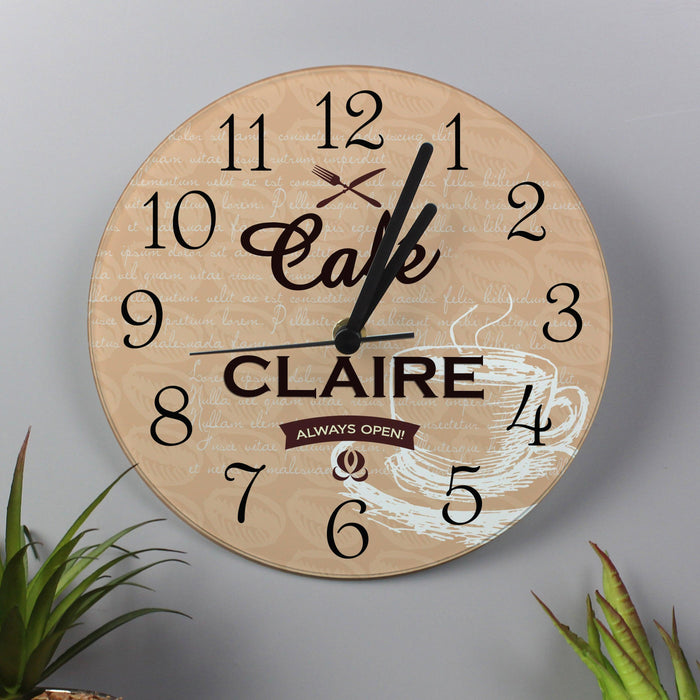 Personalised Cafe Kitchen Glass Clock
