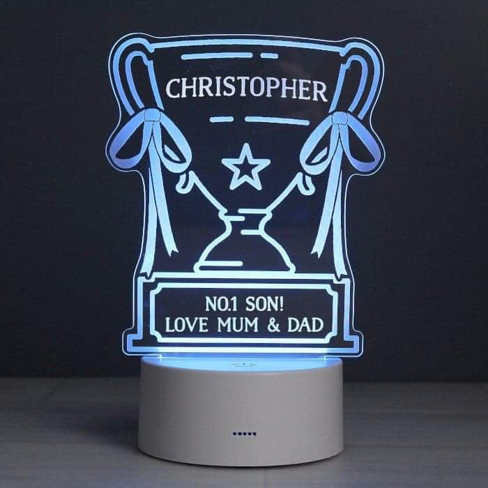 Personalised Trophy LED Colour Changing Night Light - Myhappymoments.co.uk