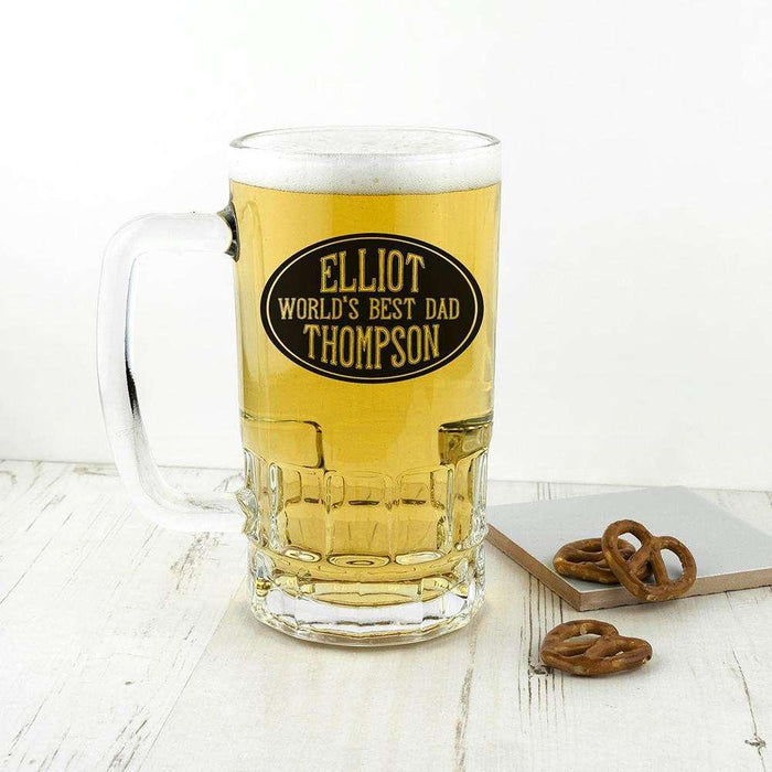 Personalised World's Best Dad Glass Tankard Beer - Myhappymoments.co.uk