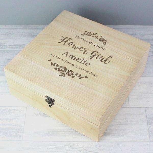 Personalised Floral Any Role Large Wooden Keepsake Box - Myhappymoments.co.uk