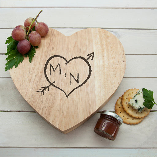 Personalised Engraved Carved Heart Cheese Board