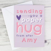 Personalised Pink Hug From Afar Card