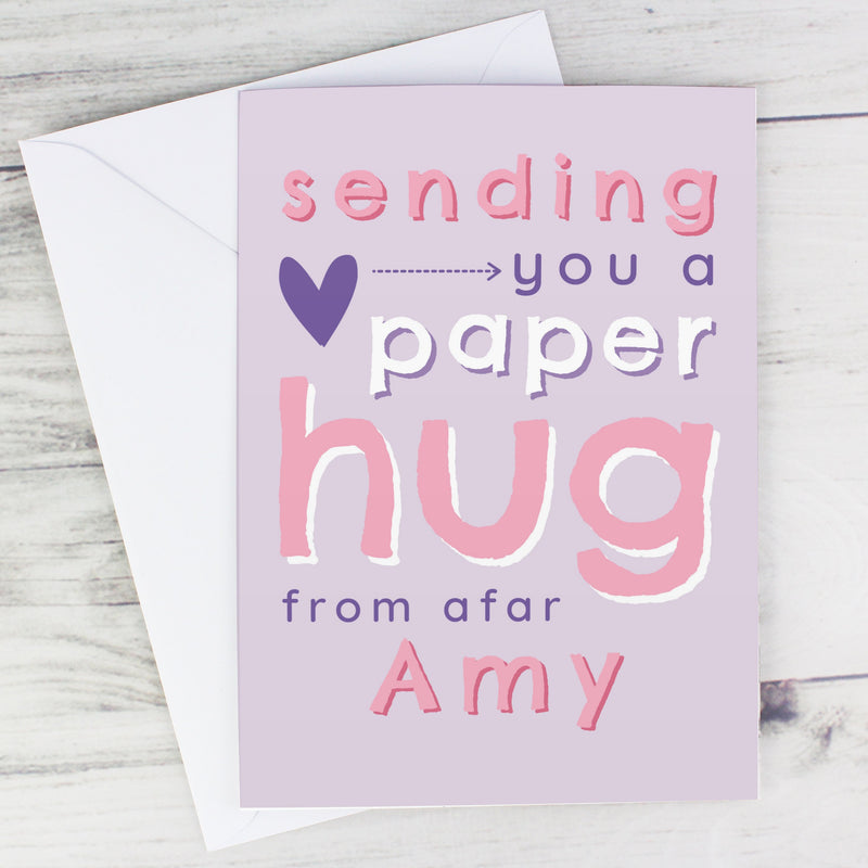Personalised Pink Hug From Afar Card