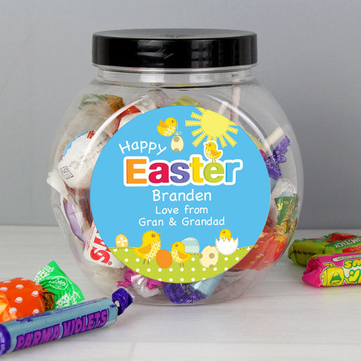 Personalised Easter Chick Sweet Jar - Myhappymoments.co.uk