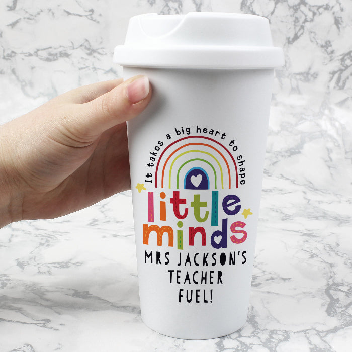 Personalised Shape Little Minds Teacher Travel Mug