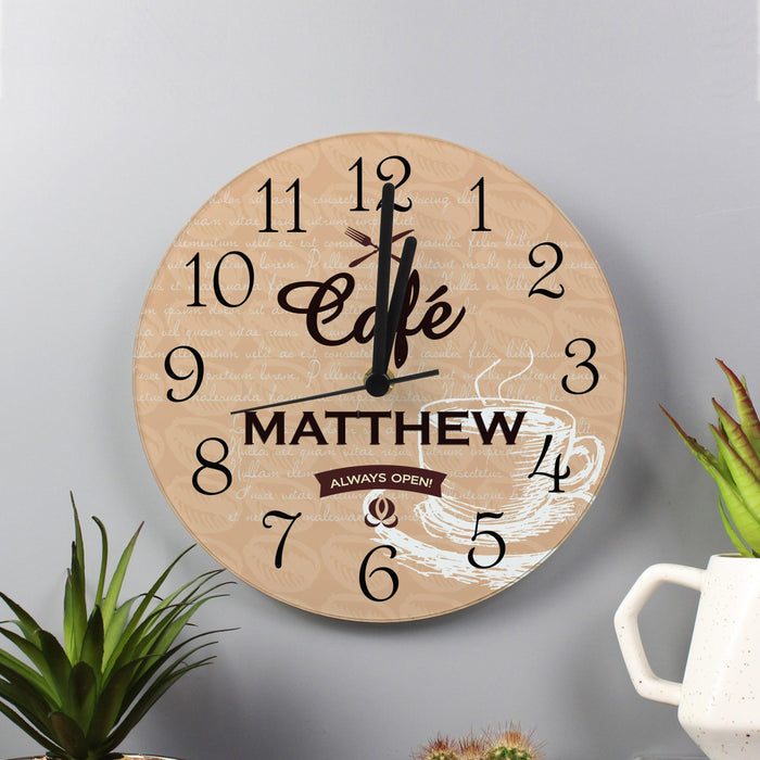 Personalised Cafe Kitchen Glass Clock