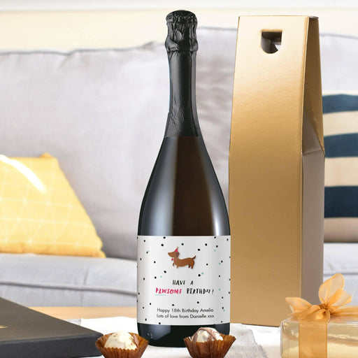 Personalised Have A Pawsome Birthday Prosecco Bottle