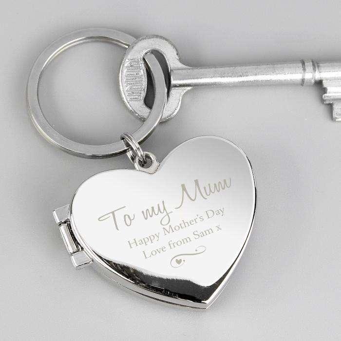 Personalised Swirl Heart Photo Locket Keyring