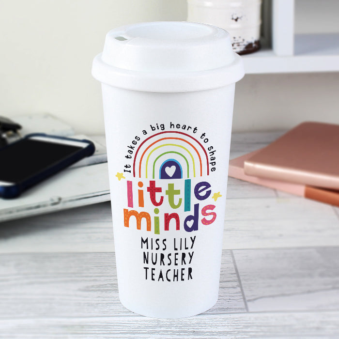 Personalised Shape Little Minds Teacher Travel Mug