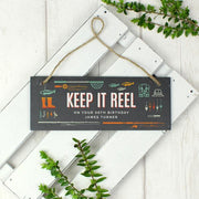 Personalised Keep It Reel Fishing Hanging Slate Sign Plaque