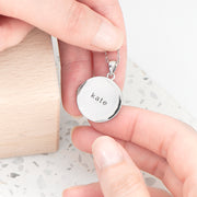 Personalised Round Photo Locket Necklace - Silver Plated