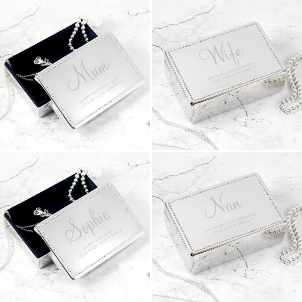 Personalised Rectangular Lined Jewellery Box