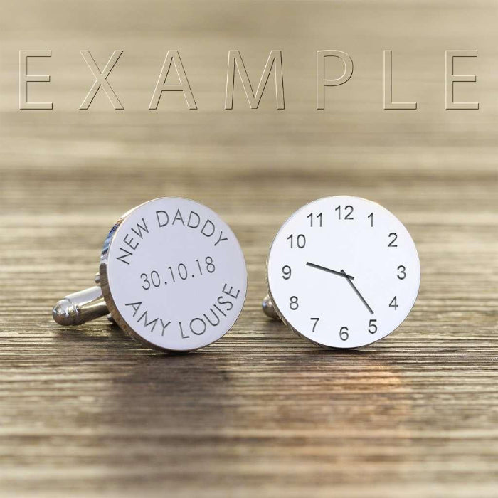 Engraved Special Time Clock Message Cufflinks
