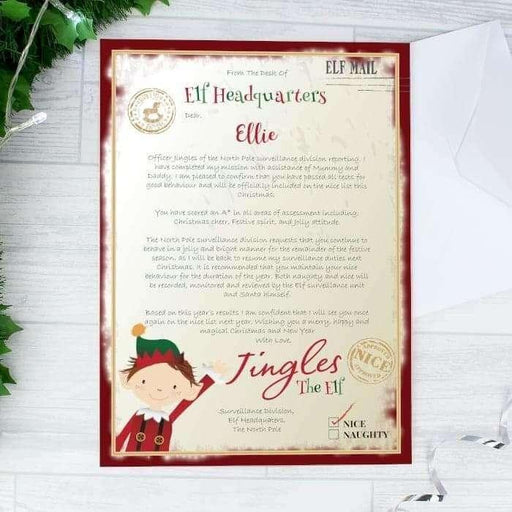 Personalised Elf Surveillance Christmas Letter - Myhappymoments.co.uk