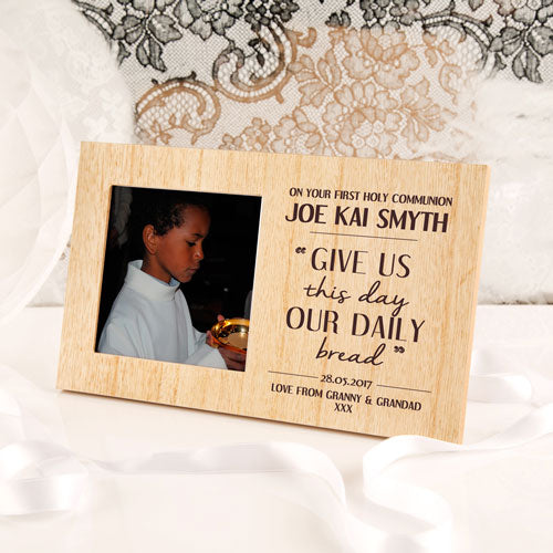 Personalised Daily Bread Wooden First Holy Communion Photo Frame - Myhappymoments.co.uk