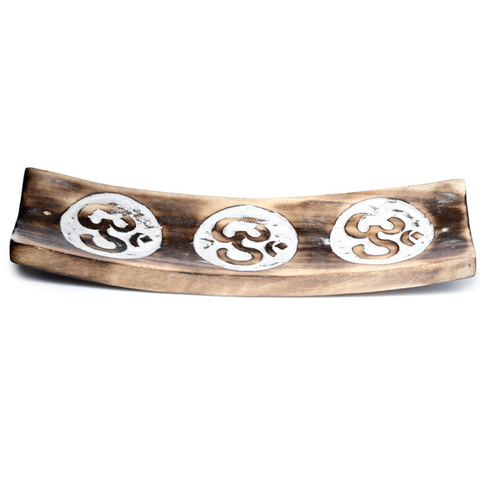 Mango Wood Om Ashcatcher Incense Sticks Burner