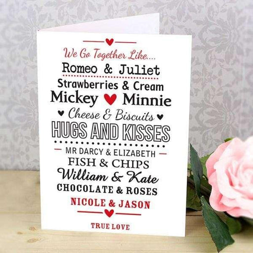Personalised We Go Together Like.... Card - Myhappymoments.co.uk