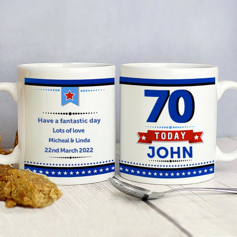 Personalised 70th Birthday Star Mug