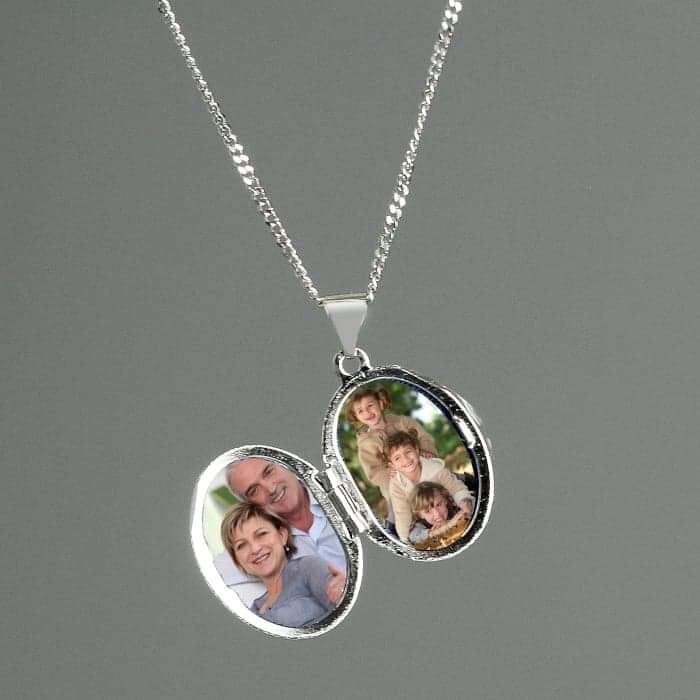 Personalised Sterling Silver Oval Locket Necklace - Myhappymoments.co.uk