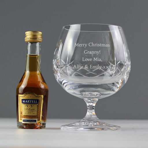 Personalised Cut Crystal Glass & Brandy Gift Set