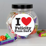 Personalised I HEART Sweet Jar - Myhappymoments.co.uk