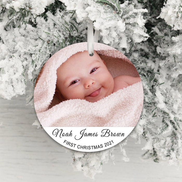 Personalised Baby’s First Christmas Photo Tree Decoration Ornament 