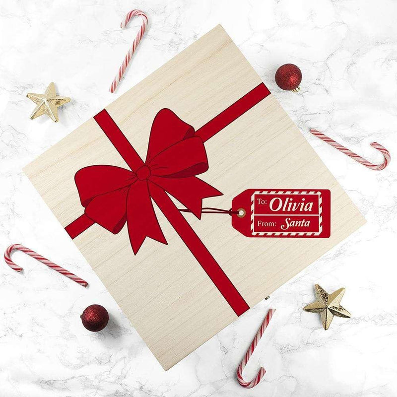 Personalised All Wrapped Up Design Wooden Christmas Eve Box