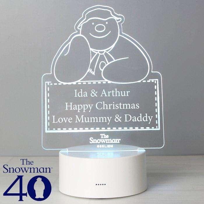 Personalised The Snowman LED Colour Changing Decoration Night Light - Myhappymoments.co.uk