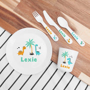 Personalised Children's Cute Dinosaur Dinner Set