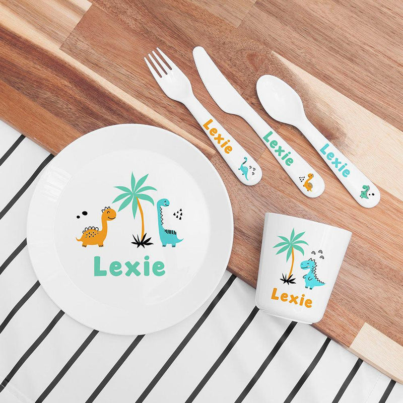 Personalised Children's Cute Dinosaur Dinner Set