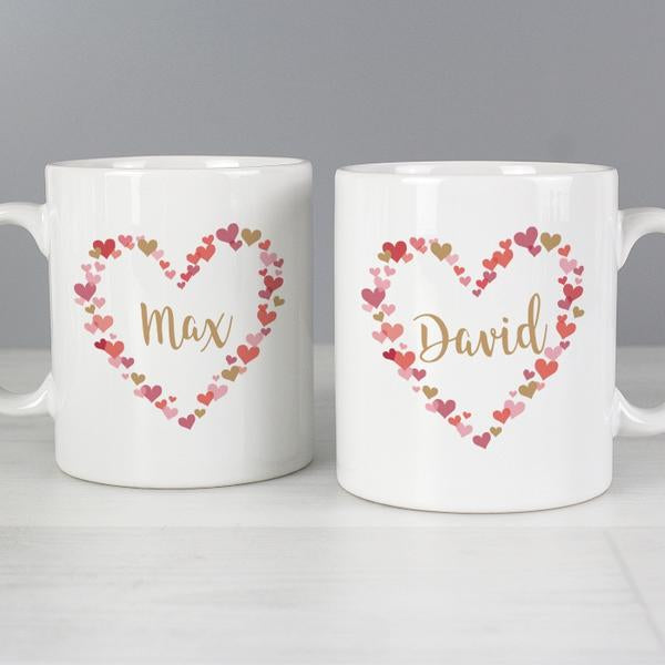 Personalised Confetti Hearts Mug Set - Myhappymoments.co.uk