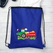 Personalised Tractor Blue Swim & Kit Bag
