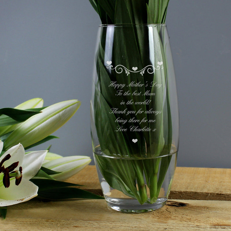 Engraved Hearts & Swirls Bullet Vase