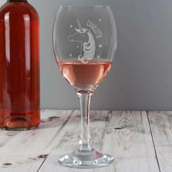 Personalised Unicorn Engraved Wine Glass - Myhappymoments.co.uk