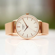 Personalised Ladies Architect Blanc Watch With Rose Gold Mesh Strap