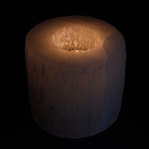 Selenite Cylinder Candle Holder - 8 cm