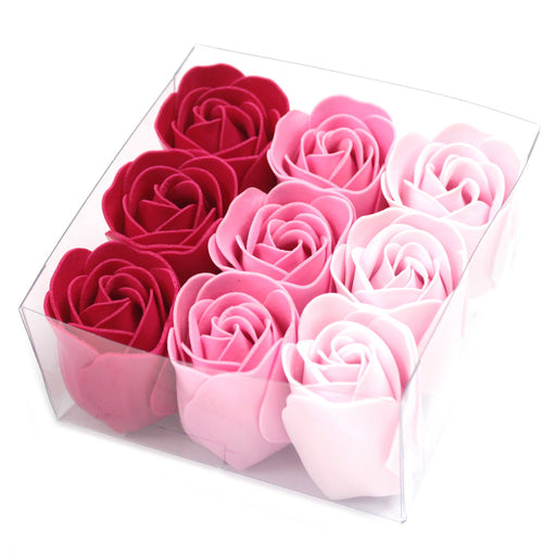 Set of 9 Soap Flowers - Pink Roses - Myhappymoments.co.uk