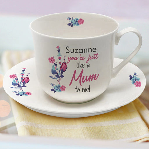 Personalised You're Just Like A Mum To Me Cup & Saucer - Myhappymoments.co.uk