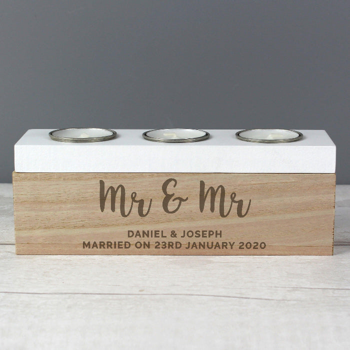 Personalised Wedding Triple Tea Light Box