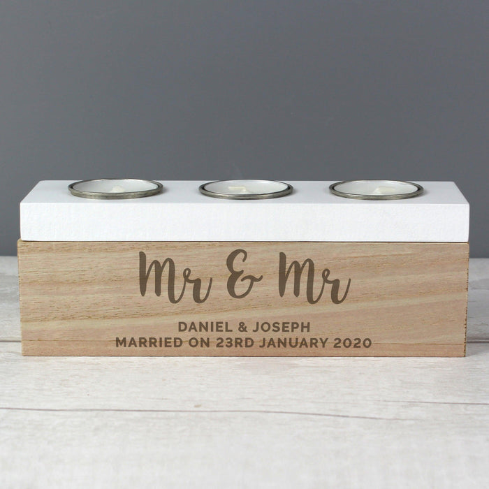 Personalised Married Couple Triple Tea Light Box