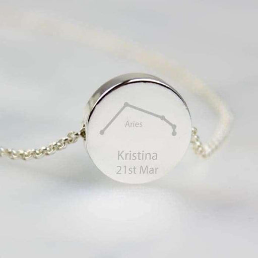 Personalised Aries Zodiac Star Sign Silver Tone Necklace (March 21st-April 19th) - Myhappymoments.co.uk
