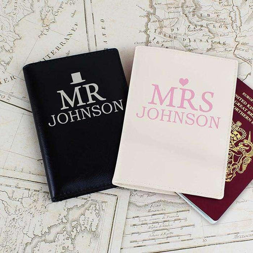 Personalised Mr & Mrs Leather Passport Holders Set - Myhappymoments.co.uk