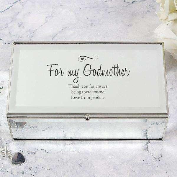 Personalised Swirls & Hearts Mirrored Jewellery Box