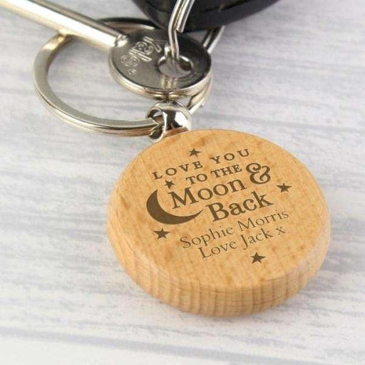 Personalised Love You To Moon & Back Valentines Day Keyring