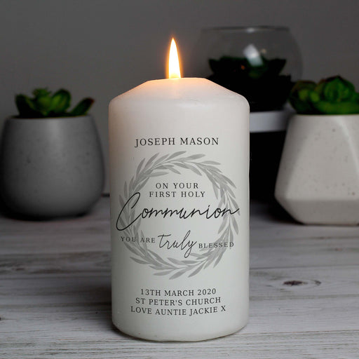 Personalised 'Truly Blessed' First Holy Communion Pillar Candle