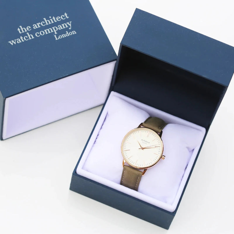 Handwriting Engraving Ladies Architect Blanc Watch With Light Grey Strap